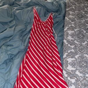 Striped backless maxi dress